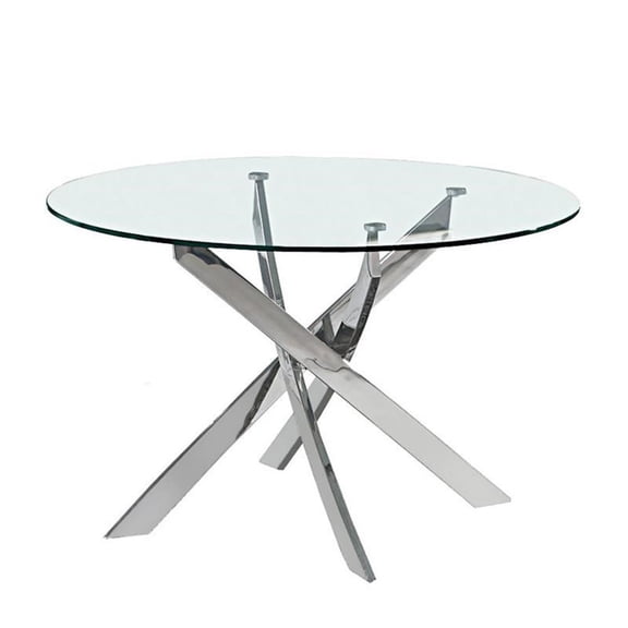 Round Glass Top Dining Table with Chrome Base