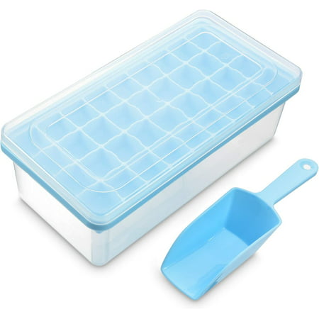 

Ice Cube Tray With Lid & Bin | BPA Free Silicone Ice Cube Tray With Lid Container & Scoop | Stackable 36 Nugget Ice Tray for Freezer With Easy Release | Large Ice Mold Maker for Cocktails & Whisky