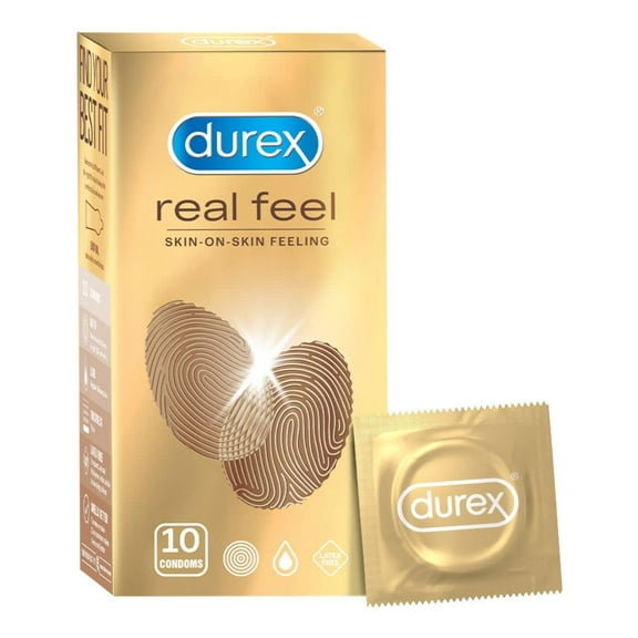 Durex Real Feel Condoms for Men - 10 Count| For Real Skin on Skin Feeling| Latex Free