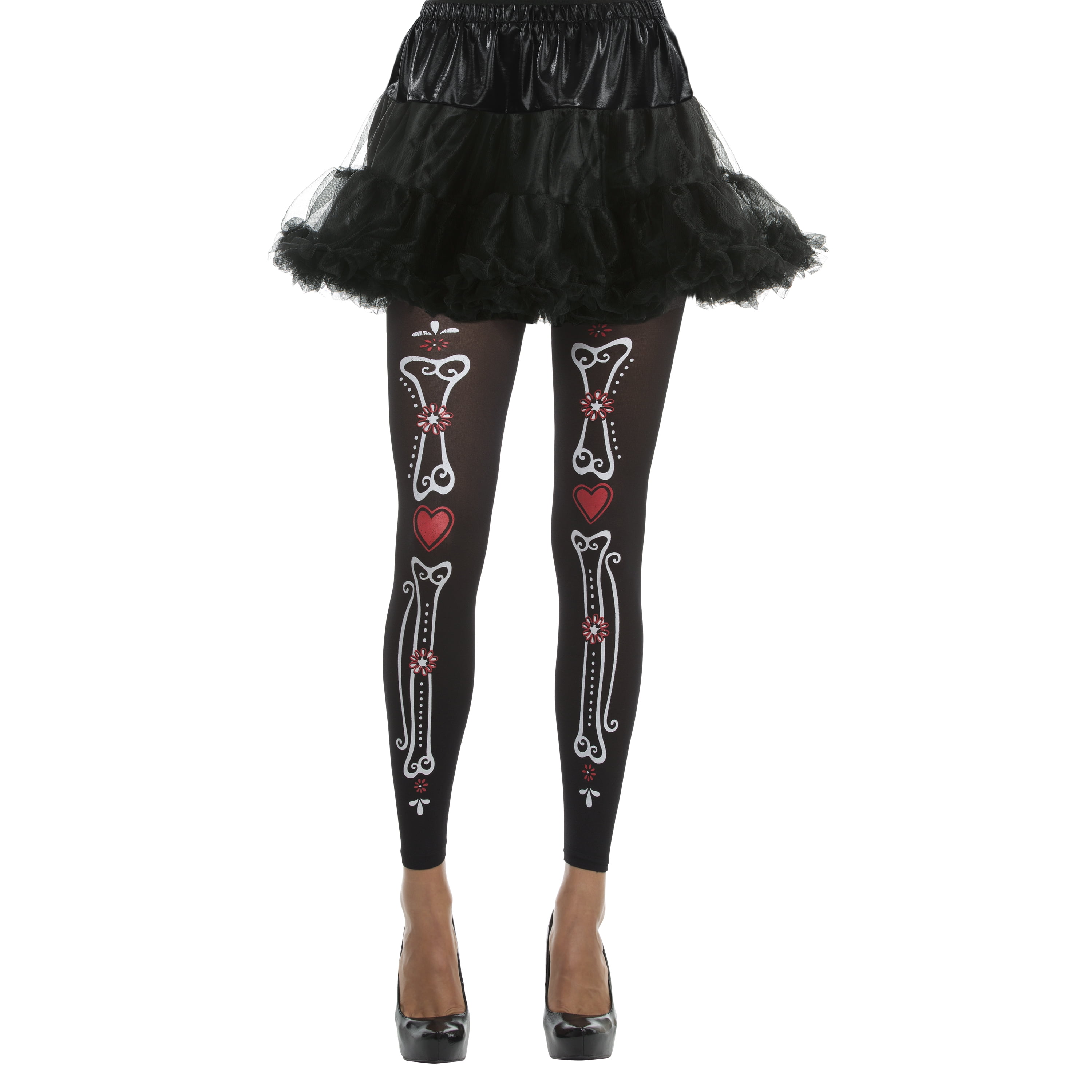 Halloween Woman Red Skeleton Tights