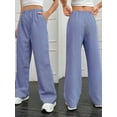 thumbnail image 3 of Yunliwuli Women Striped Pants, Elastic Waist Casual Pants Loose Trousers Streetwear for Daily, 3 of 10