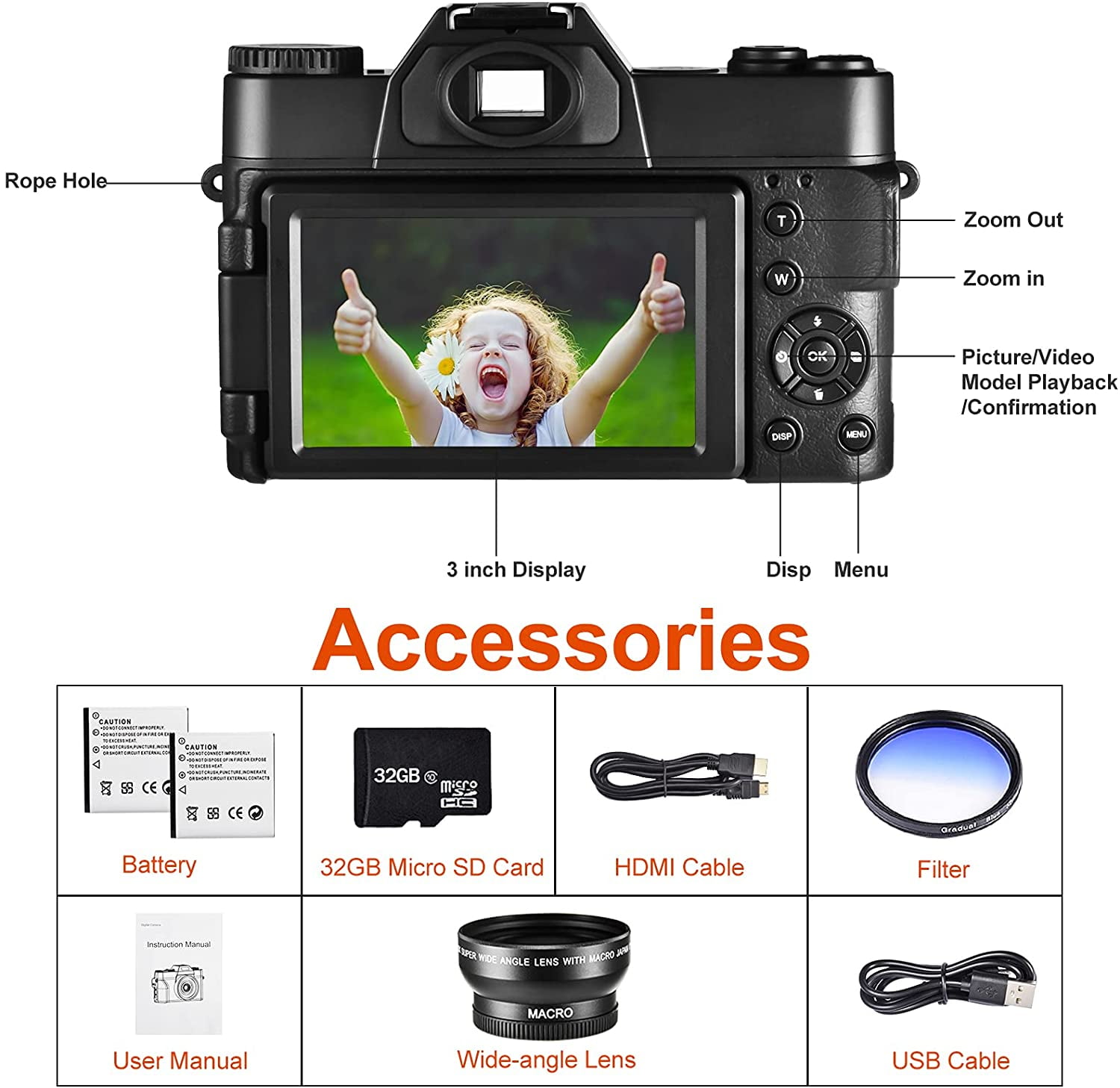 CAMERA　MART Digital Camera, 48MP Flip Screen Camcorder for Photography