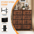 thumbnail image 3 of SIVROCK 8-Drawer Fabric Storage Tower, Dresser, Multi-Use Organizer with Fabric Bins, Steel Frame & Wood Top, Brown, 3 of 6