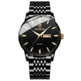 thumbnail image 2 of Resicozy Mens Gold Watches Stainless Lightweight Watch with Date Classic Watch Gold White Blue Black Dial Black with Black Band, 2 of 3