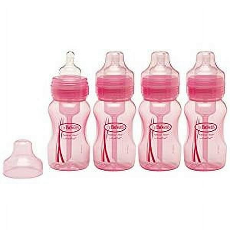 Dr. Brown's Natural Flow Wide-Neck Bottles 8oz, 4 Count - Pink