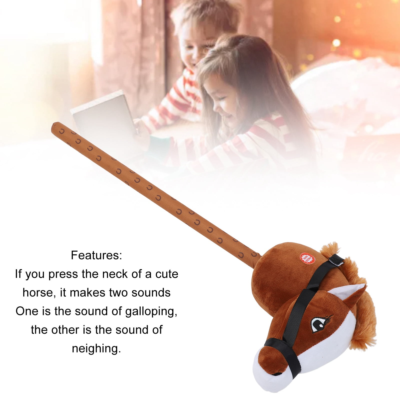 Cheval à Bâton Avec Hennissement – Poney Peluche Pour Jeu De Rôle, Détachable Et Portable