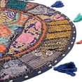 thumbnail image 3 of Stylo Culture Ethnic Floor Pillow Cover Vintage Patchwork Round Bohemian Seating Dark Blue 22x22 Large Pillows Decorative Decor Seating Tuffet Seat Pouf Cover Footstool Cotton Embroidered 1 Pc, 3 of 4