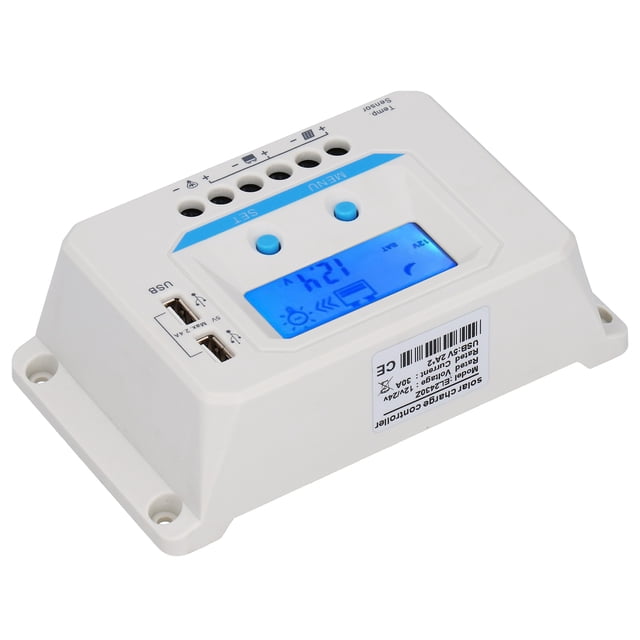 Controlador Solar EL2430Z 12V/24V Panel de Cargador Solar Pantalla LCD PWM 30a Jardín para El Hogar