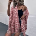 thumbnail image 2 of 2PCS Ladies Crochet Open Knit Fringe Cape Shawl Sweater Cardigan, 2 of 8