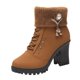 thumbnail image 4 of Botines de invierno para mujer con cremallera, moda informal de otoño e invierno, tacón alto resistente Marrón, 4 of 9
