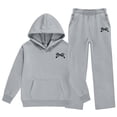 thumbnail image 4 of BLCHUNen Clothes for Girls 2 Piece Outfit Casual Hooded Workout Sweatshirts Wide Leg Print Pants Lightweight Workout Sets,Gray1, 4 of 6