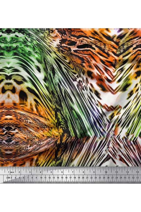 Viscose Chiffon Fabric Leopard & Snake Animal Skin Printed Fabric 1 Yard 42 Inch Wide