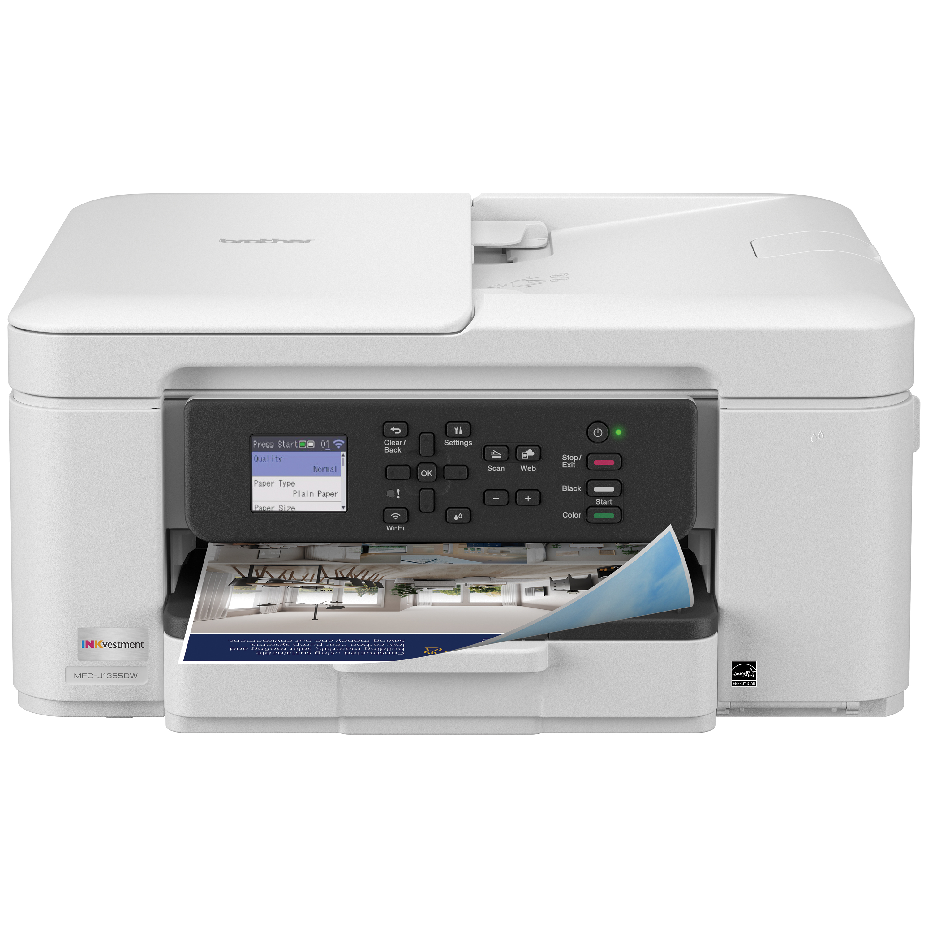 Brother INKvestment MFC-J1355DW Wireless Color Inkjet All-in-One Printer with Automatic Duplex Printing, ADF, and 1.8” Color Display