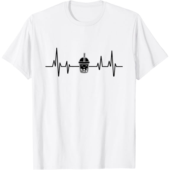 Exquisite and comfortable-Heartbeat ECG Boba Milk Tea Milktea Bubble Tea Boba Pearl T-Shirt