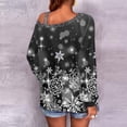 thumbnail image 4 of Camiseta holgada informal con cuello de una línea y manga tres cuartos estampada a la moda para mujer Fridja  FKASFK863, 4 of 6