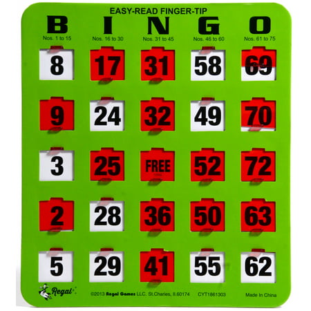 Regal Games 10 Jumbo Easy Read Green Fingertip Shutter Slide Bingo (Best Bingo Las Vegas)