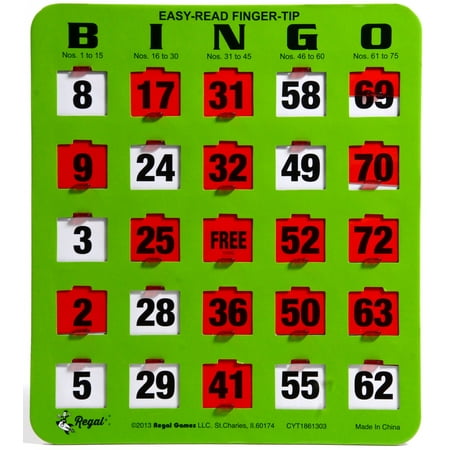 Regal Games 10 Jumbo Easy Read Green Fingertip Shutter Slide Bingo (Best Bingo Card Numbers)