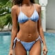 thumbnail image 2 of Conjuntos de bikini Prolriy para mujer, bikinis triangulares a rayas para mujer, traje de baño de marca, conjunto de bikini de dos piezas, traje de baño de playa, trajes de baño para mujer, azul, 2 of 6