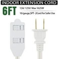thumbnail image 2 of EP 2 Pack 6 Ft Extension Cord with 3 Power Outlets - 2 Prong Plug, 16 AWG SPT-2 Durable White Power Cable for Home, Office or Kitchen - UL Listed, 2 of 6