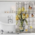 thumbnail image 2 of Yellow Tulip Shower Curtain Set - Standard 72" x 72" Washable Bathtub Curtain with 12 Hooks, Vintage Spring Floral Retro Art Butterfly Wooden Waterproof Fabric Shower Curtains for Bathroom/Bathtub, 2 of 6