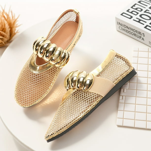 Zapatos planos de ballet de malla para mujer Zapatos casuales para caminar Mary Jane Flats para viajes al aire libre