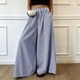 thumbnail image 2 of JULMCOMO Palazzo Pants for Women Striped Elastic Waisted Flowy Oversized Wide Leg Pants Full Floor Length Resort Baggy Trousers with Pockets Blue S, 2 of 6