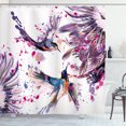 thumbnail image 1 of Ambesonne Hummingbird Shower Curtain, Art Lily Flowers Birds, 69"Wx84"L, Pale Lilac, 1 of 3