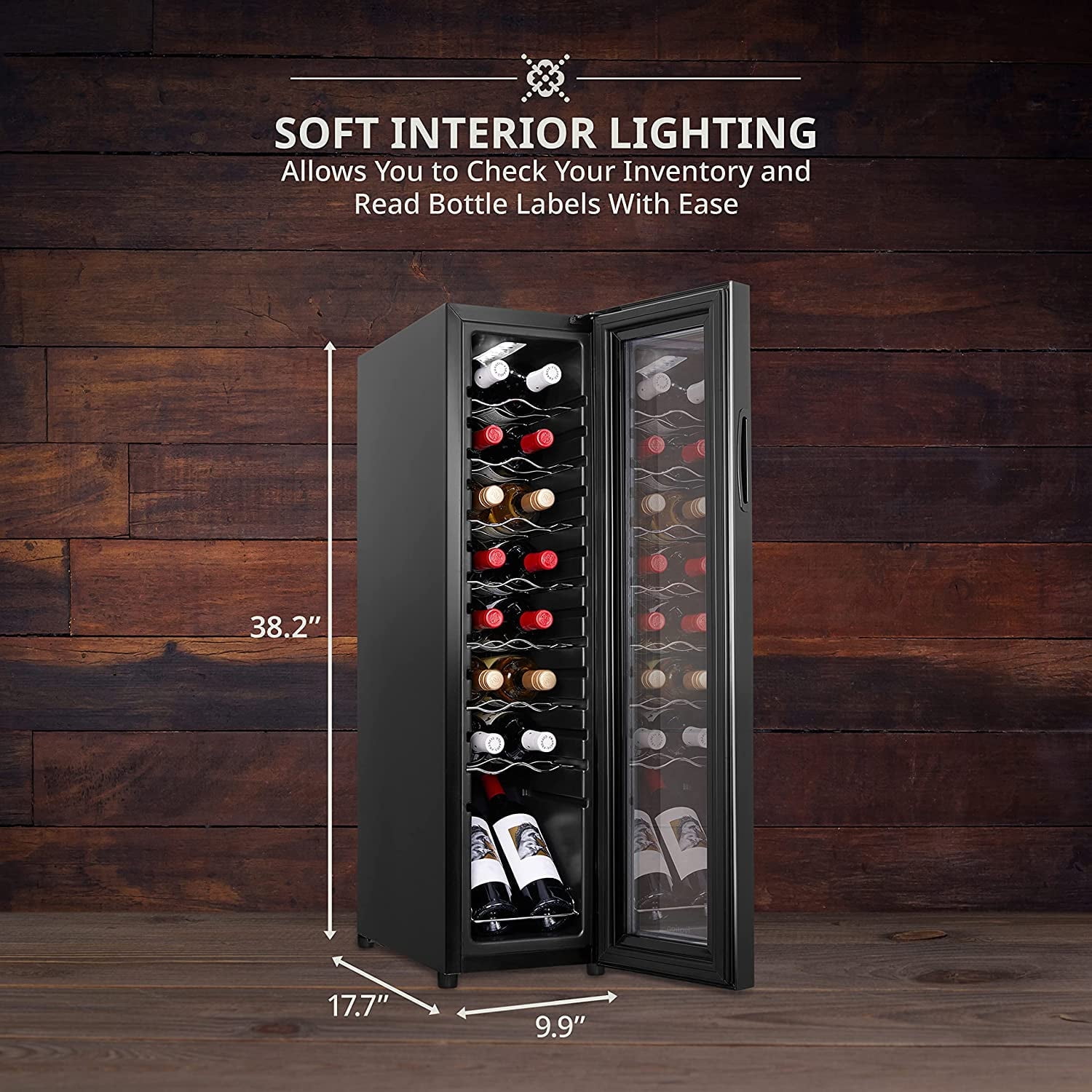 IVATION 16-Bottle Compressor Wine Refrigerator with Lock, Black