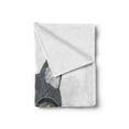 thumbnail image 2 of Geek Soft Flannel Fleece Throw Blanket, Hand-Drawn Cat Illustration in Greyscale Color with Glasses and Bowtie Image, Cozy Plush for Indoor and Outdoor Use, 50" x 60", Multicolor, by Ambesonne, 2 of 6