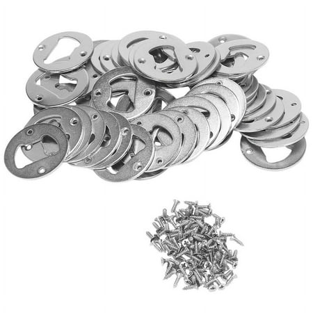 

50 Set Bottle Opener Insert Stainless Steel Round DIY Bottle Opener Hardware Kit Hardware Parts Supply with Screws