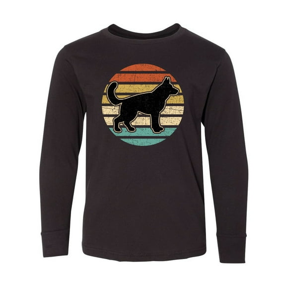 Inktastic German Shepherd Silhouette Vintage Retro Long Sleeve Youth T-Shirt