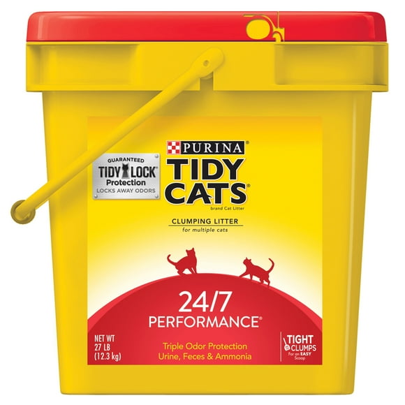 Purina Tidy Cats Litière pour Chat Agglomérante, Performance 24/7 Litière Multi-Chat - Seau de 27 lb.