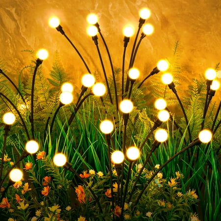 ASMAD Solar Garden Lights, 4 Pack 32 LED Solar Outdoor Lights, Outdoor Decorations Lights, Solar Swaying Lights, Firefly Lights for Patio Pathway Outdoor Decor, Big Bulb Solar Swaying Lights C24