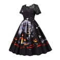 thumbnail image 2 of JustVH Women Lace Stitching Short Sleeve Halloween Party Printed Dress, 2 of 4
