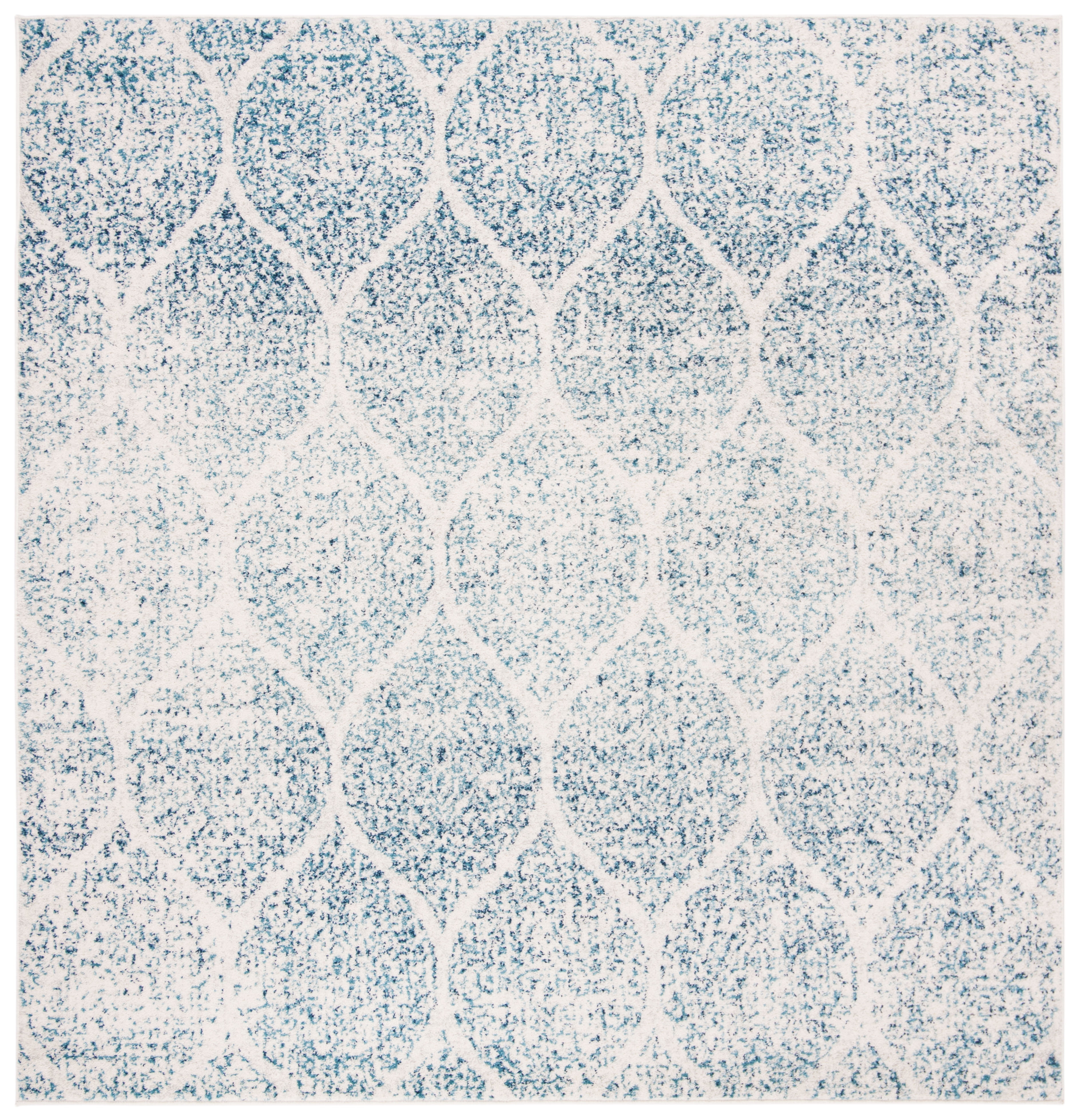 SAFAVIEH Madison Leighton Geometric Area Rug, Cream/Turquoise, 6'7" x 6'7" Square