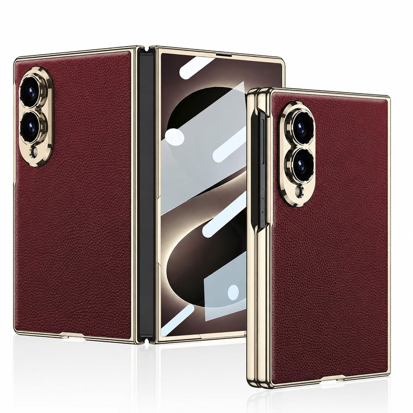 Lunvic for Samsung Galaxy Z Fold 8 Case, Slim Textured Folding Cover, Integrated Front Screen Protector, Raised Camera Guard, Winered