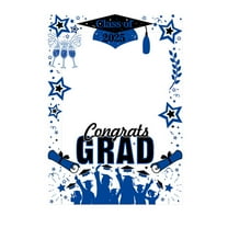 2025 Graduation Photo Frame 26.77x18.9in | Blue/Gold/Red Paper Party Decor | Lightweight Group Selfie Prop for Grad Ceremony (0.15lb)​