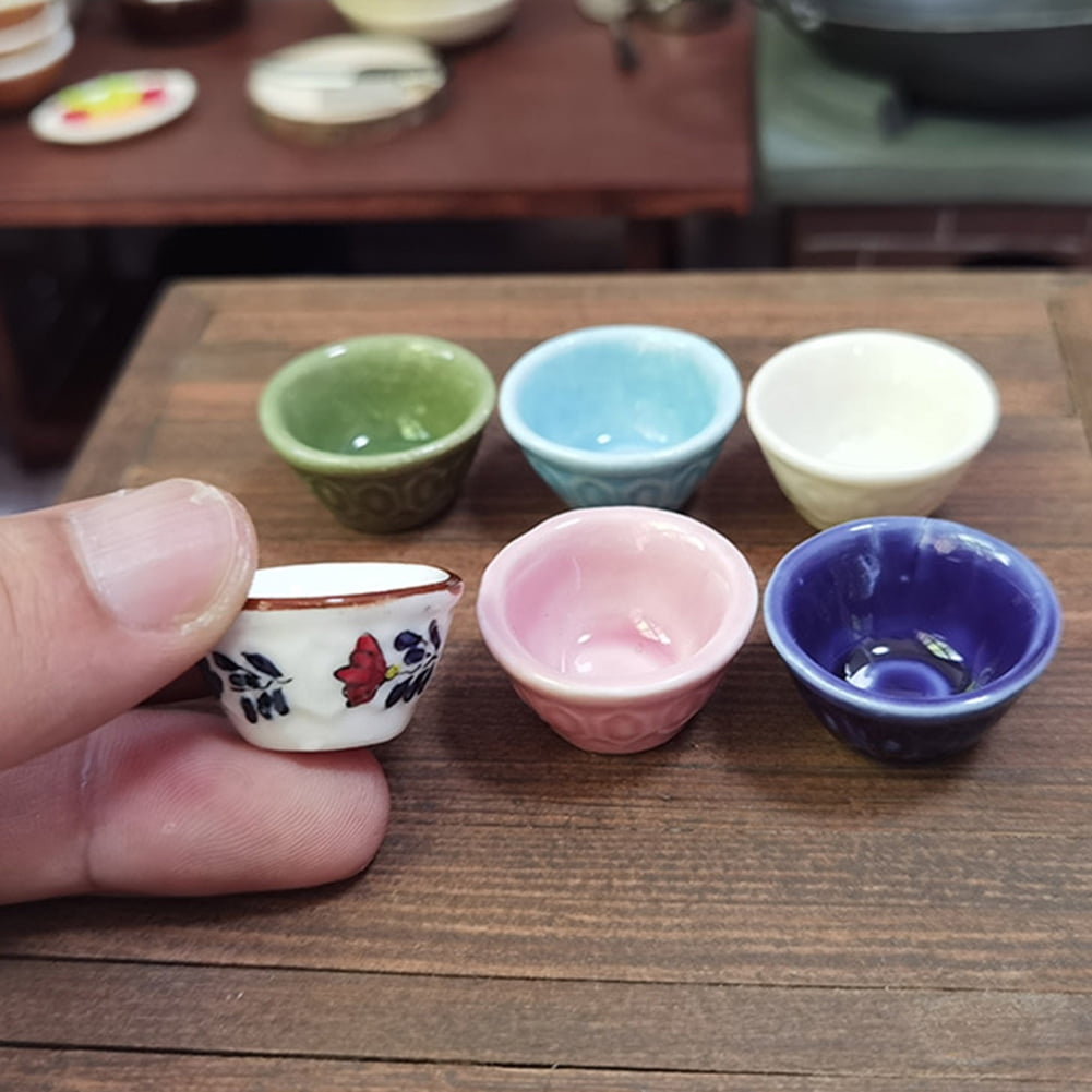 30 Colorful Ceramic Bowls Dollhouse Miniatures Deco Kitchenware 
