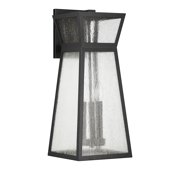 Matte Black Three Light Outdoor Wall Lantern from the Millford Collection