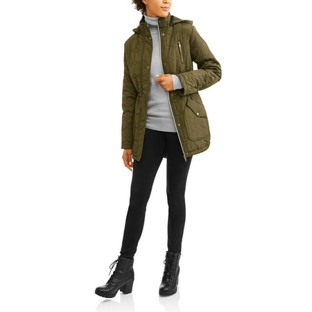Green Jacket - Women's Quilted Anorak Jacket w/Hood