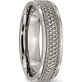 thumbnail image 4 of Titanium Ridged Edge Weave Design 6mm Polished Band (Size 13) Made In United States tb143-13, 4 of 5