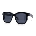 thumbnail image 6 of Womens Polarized Inset Lens Oversized Horn Rim Compact Fit Over Sunglasses Shiny Black - Black, 6 of 8