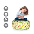 thumbnail image 2 of Fruits Storage Toy Bag Chair, Diagonal Checkered Pattern with Apples and Slices Retro Country Kitchen Theme, Stuffed Animal Organizer Washable Bag, Large Size, Green Red Yellow, by Ambesonne, 2 of 3