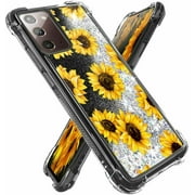 Silverback For Samsung Galaxy S20 FE Case Moving Liquid Holographic Glitter Phone Case Women Girls Cute Bling Shockproof Clear Protective Case -Sunflower