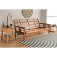 thumbnail image 2 of Homestock Contemporary Cool Full Size Hardwood Futon Frame Set in Barbados Finish with Mattress, Easily Converts to Bed - 79"L x 37"D x 33"H-Color:Canadian,Size:Without Storage Drawers, 2 of 10