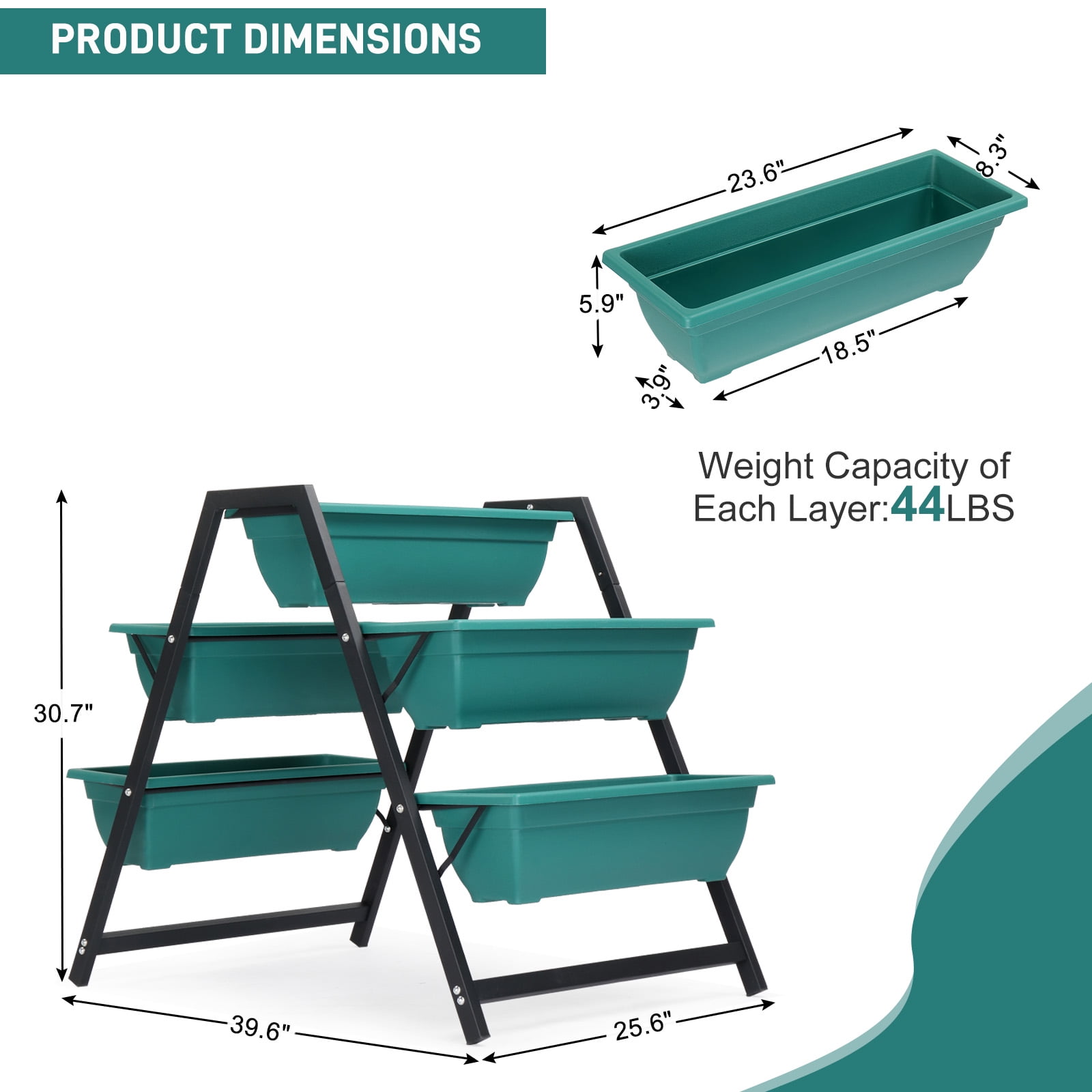Raised Garden Planter Bed, Tiered Planter Stand with 5 Boxes, Vertical Raised Garden Bed for Herbs, Flowers, Vegetables in Patio Balcony Indoor Outdoor