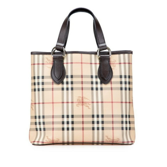 Pre-Owned Burberry Nova Check Shadow Horse Tote Bag, Beige/Brown Leather, Women's,... (Good)
