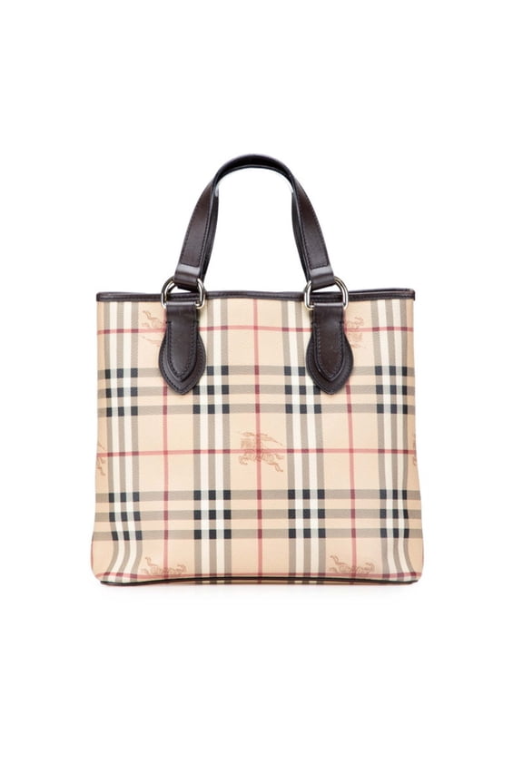 Pre-Owned Burberry Nova Check Shadow Horse Tote Bag, Beige/Brown Leather, Women's, BURBERRY