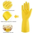 thumbnail image 2 of 3 Pairs Reusable Household Gloves, Rubber Dishwashing gloves, Extra Thickness, Long Sleeves, Kitchen Cleaning, Working, Painting, Gardening, Pet Care (Size L, Yellow), 2 of 8
