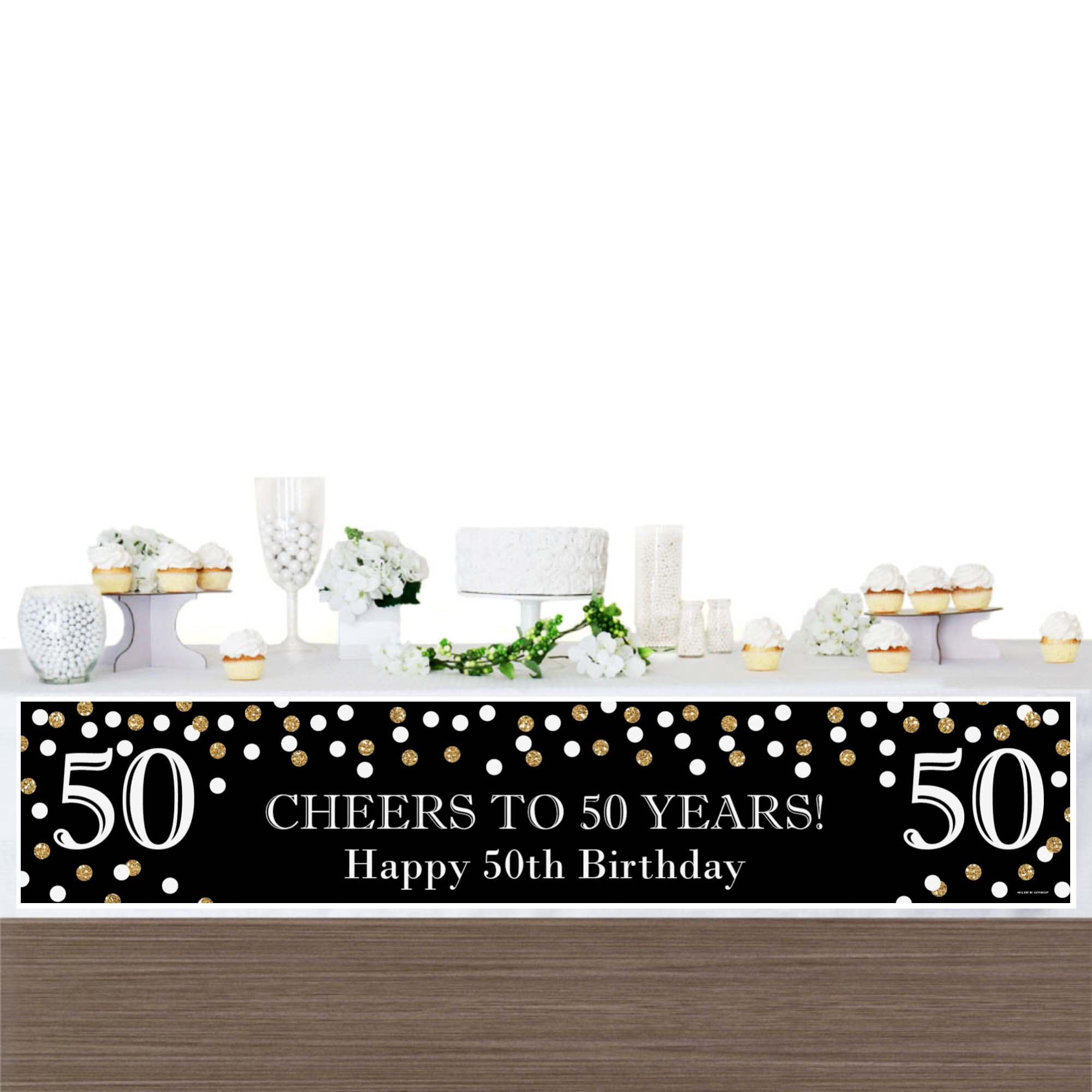 Big Dot of Happiness Adult 50th Birthday - Gold - Happy Birthday Decorations Party Banner